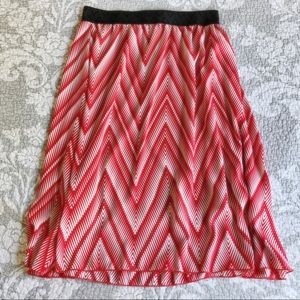 LuLaRoe Red and White Chevron Lola Skirt